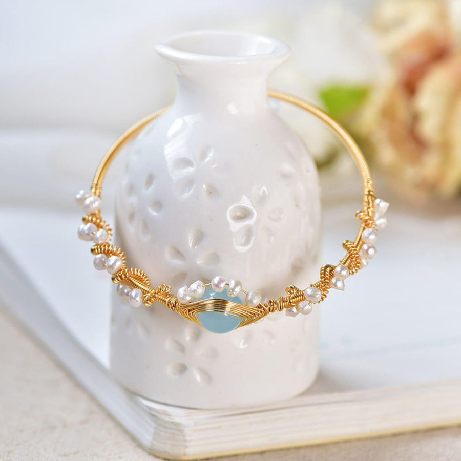gold plated pearl bracelet for women