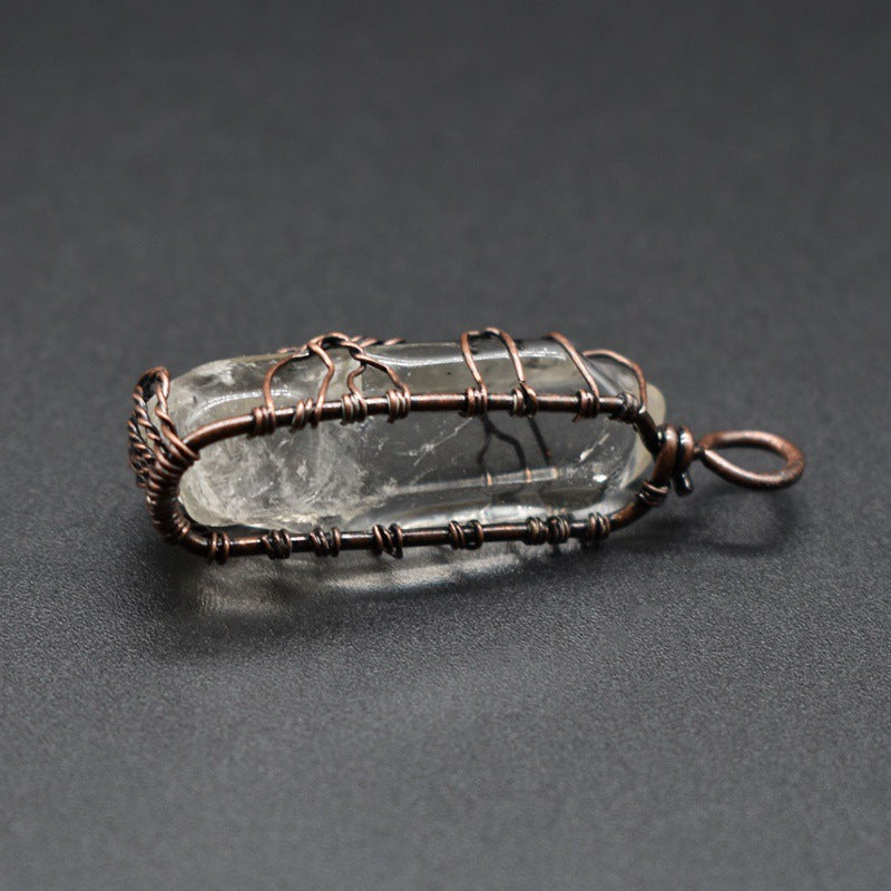 Hot Selling Stone Crystal Pillar Tree Of Life Pendant Ins Fashion 